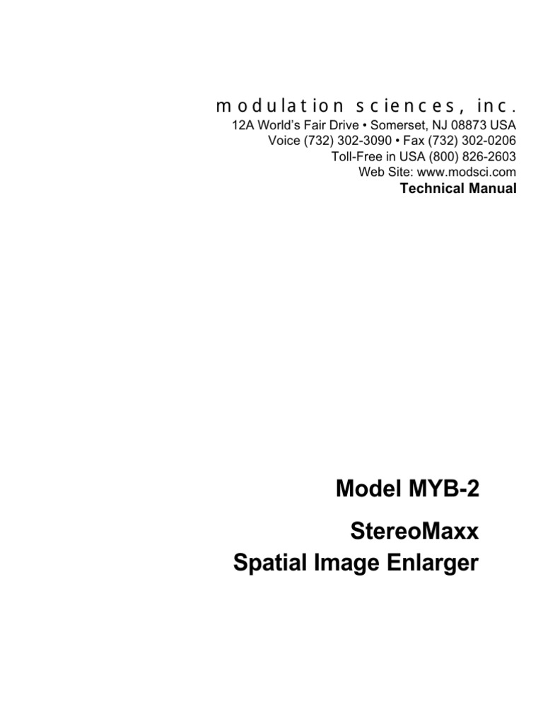 Model myb 2 stereomaxx spatial image enlarger digital pdf