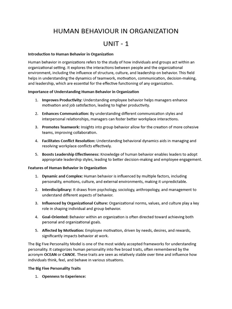 Understanding Human Behavior in Organizations | PDF | Attitude ...
