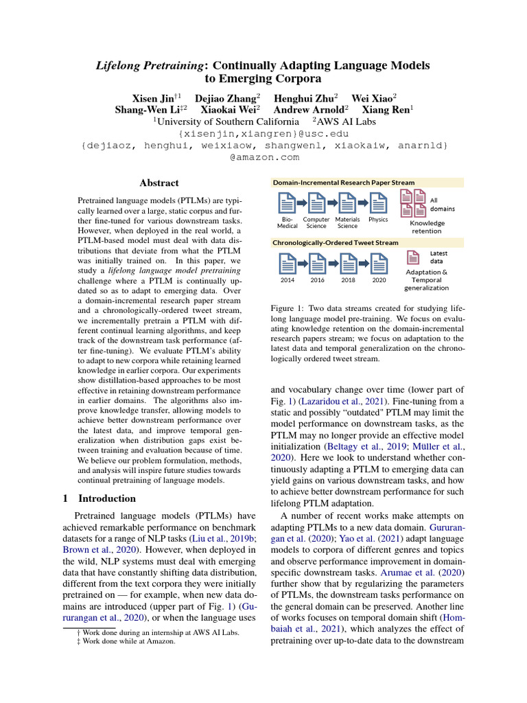 Lifelong Pretraining:: Continually Adapting Language Models To Emerging ...