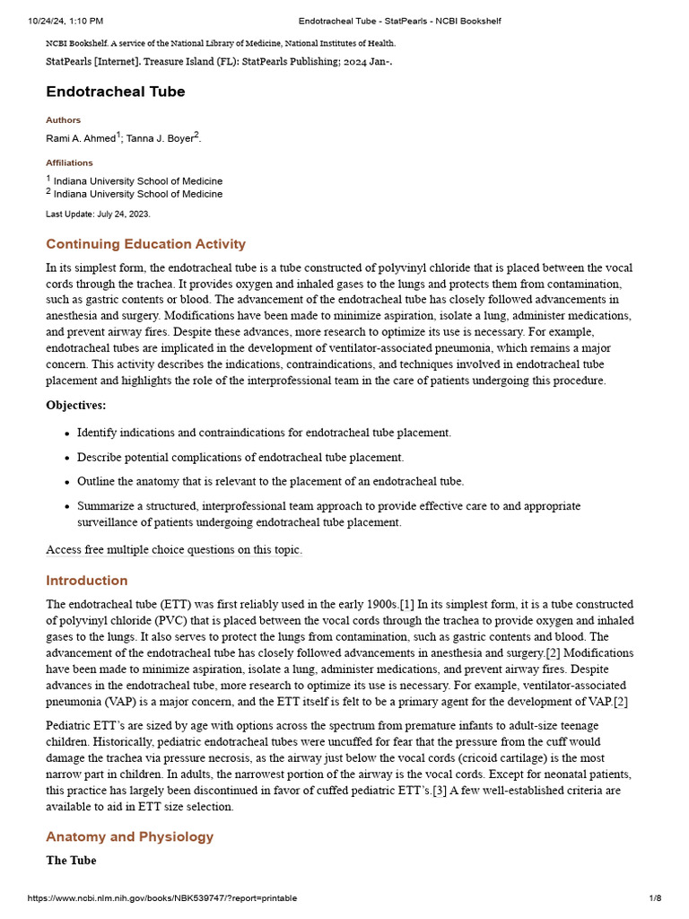 Endotracheal Tube Placement Guide | PDF | Medical Specialties ...