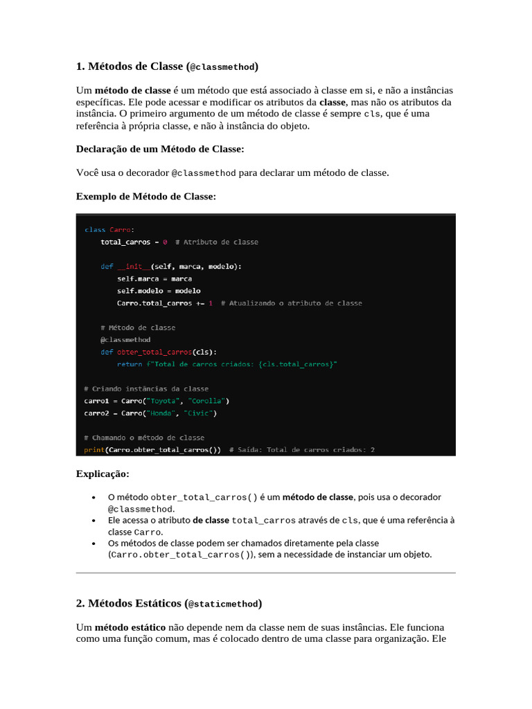 3 - Métodos de Classe e Métodos Estáticos | PDF | Computadores