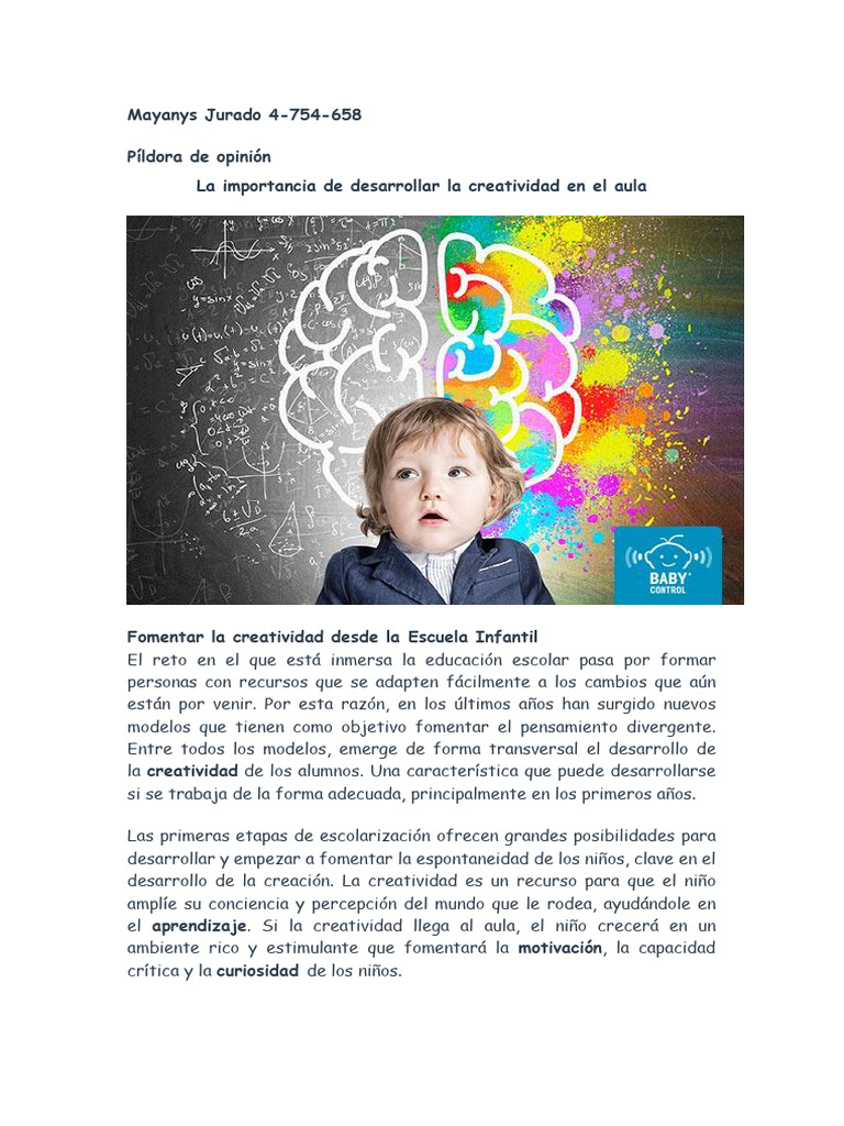 Creatividad En El Aula Pdf Creatividad Curiosidad