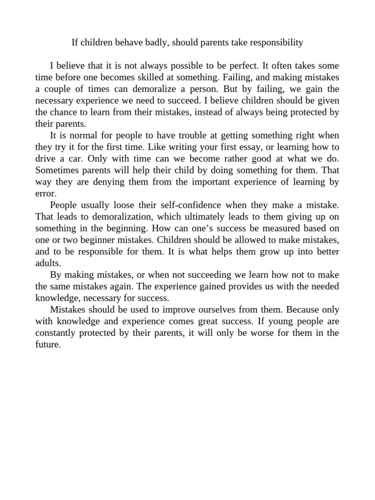 Parental Responsibility in Child Behavior | PDF | Self-Improvement