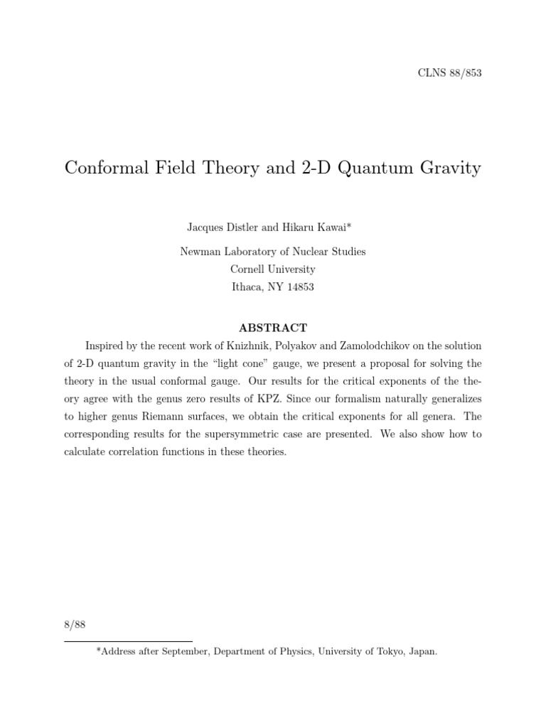 Conformal Gauge in 2-D Quantum Gravity | PDF | Gauge Theory | String Theory