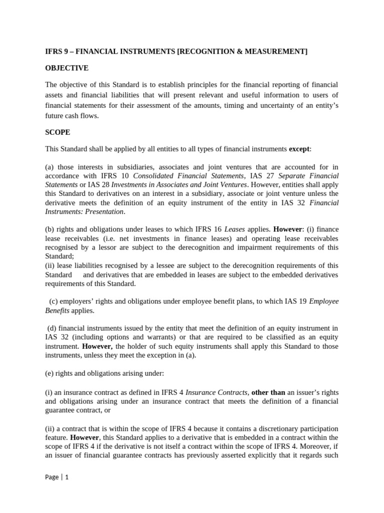 IFRS 9 Financial Instruments Overview | PDF | Fair Value | Financial Risk