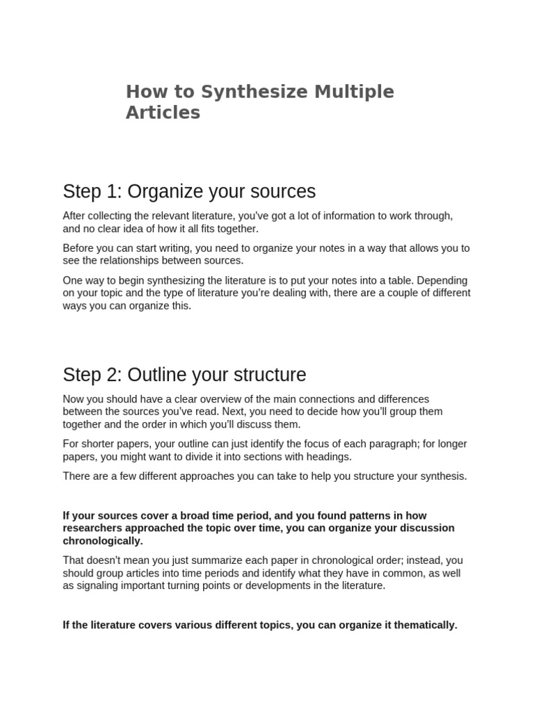 Week 10 How To Synthesize Multiple Articles | PDF | Paragraph | Methodology
