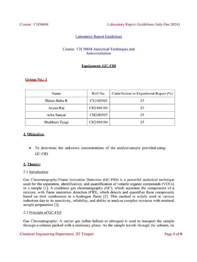 GC-FID Report Guidelines | PDF
