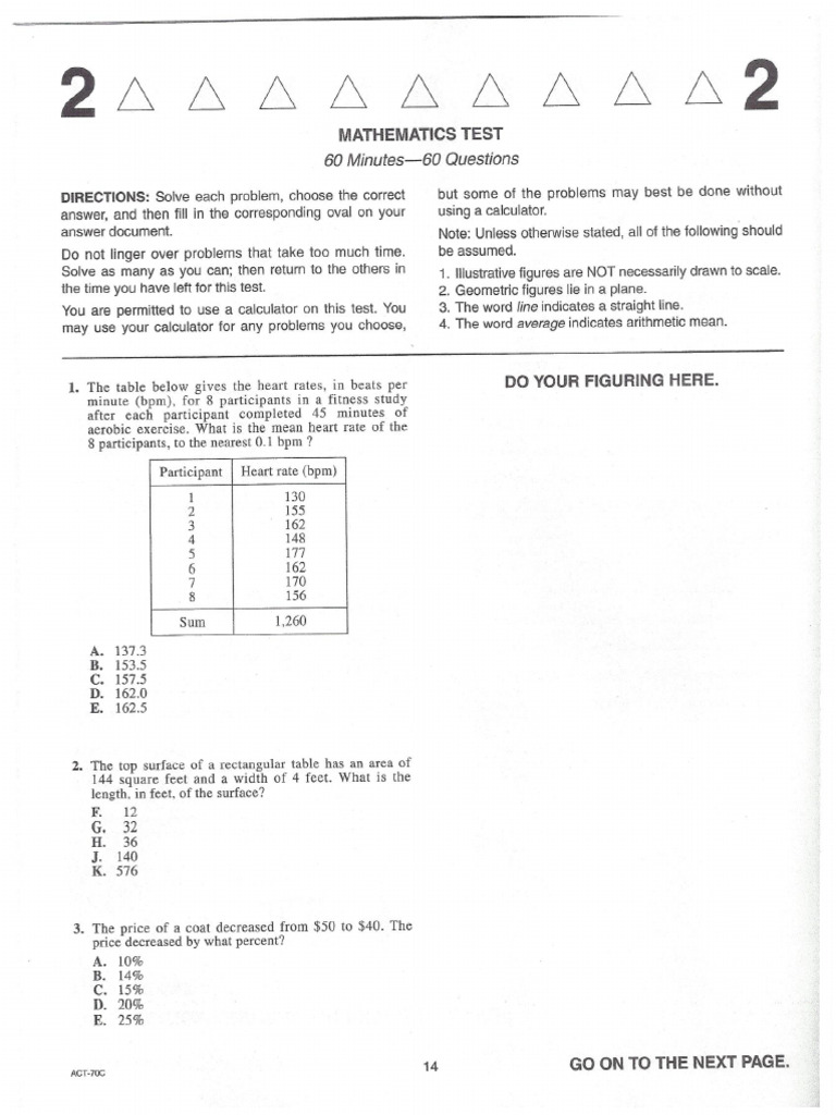 Act June 2012 Math | PDF