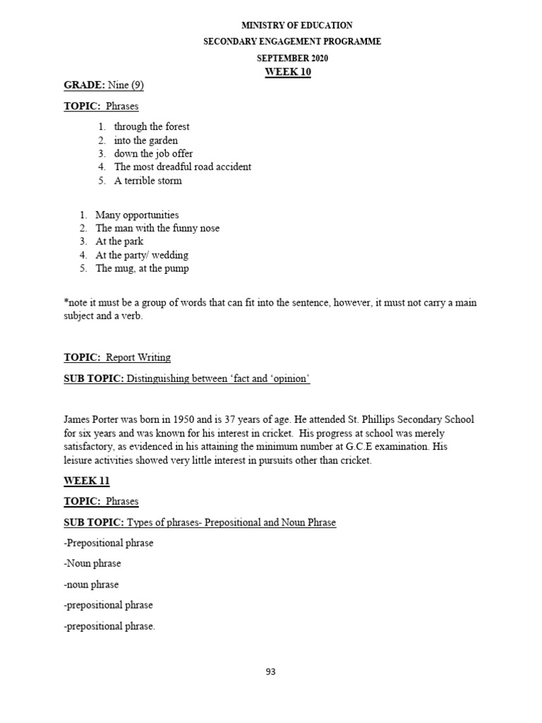 Phrases and Report Writing Guide | PDF | Language Arts & Discipline