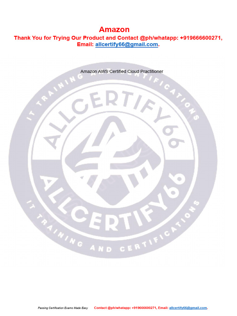 AWS Cloud Practitioner Exam - Series - 3 | PDF | Cloud Computing ...