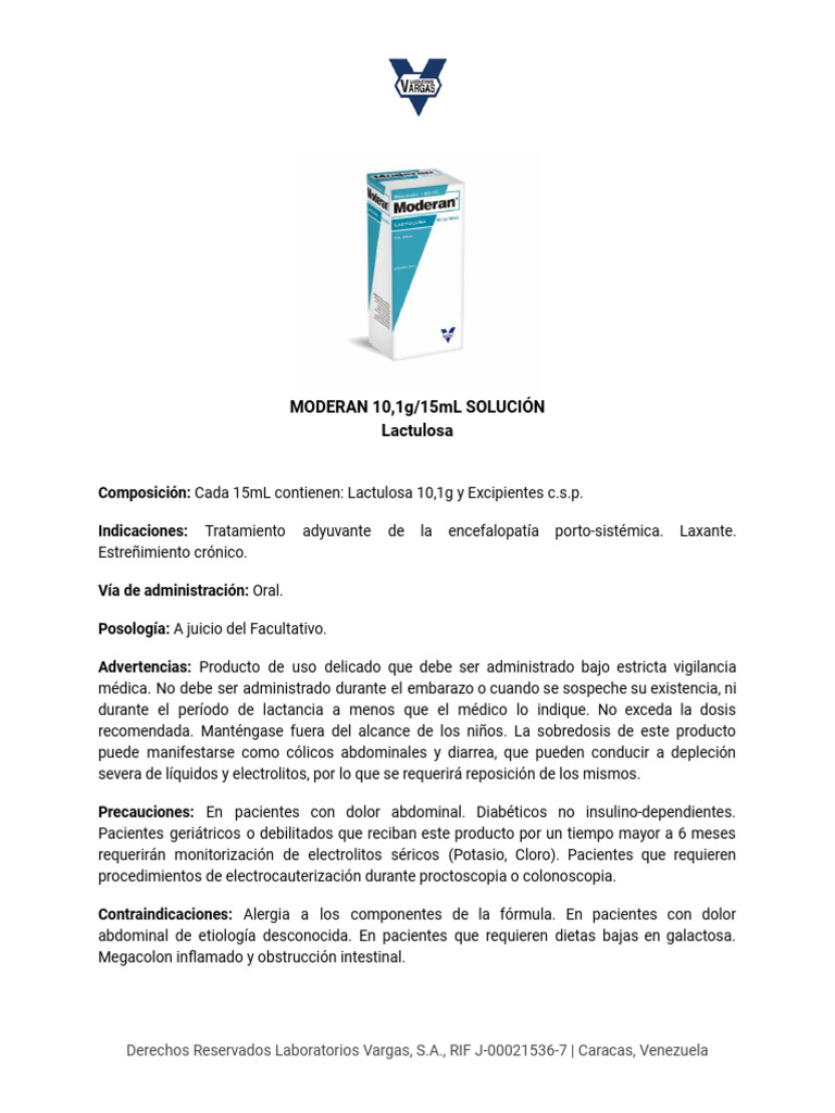 Uso y Dosis de Moderan Jarabe | PDF