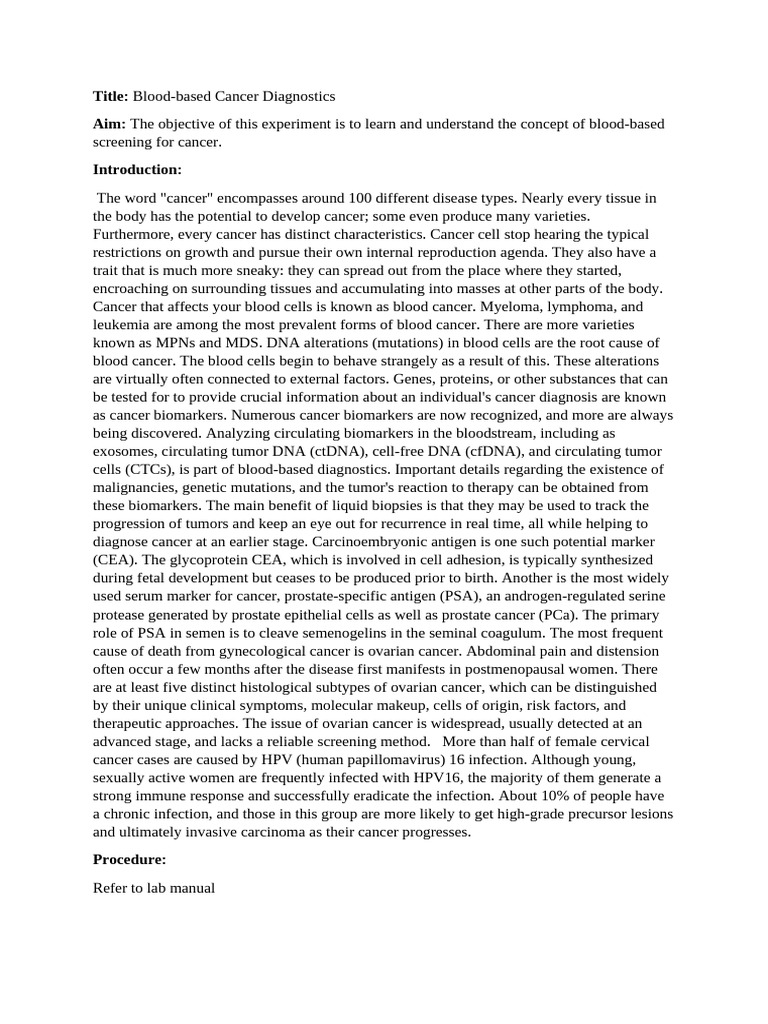 Blood-Based Cancer Screening Insights | PDF | Prostate Specific Antigen ...