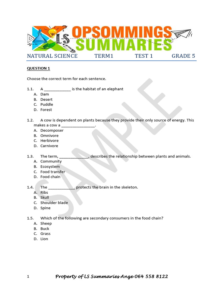 NATURAL SCIENCE GRADE 5 TERM 1 TEST PAPERS PDF intelligence overview