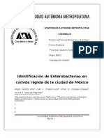 Identificacion de Enterobacterias en Comida Rápida de La Ciudad de México