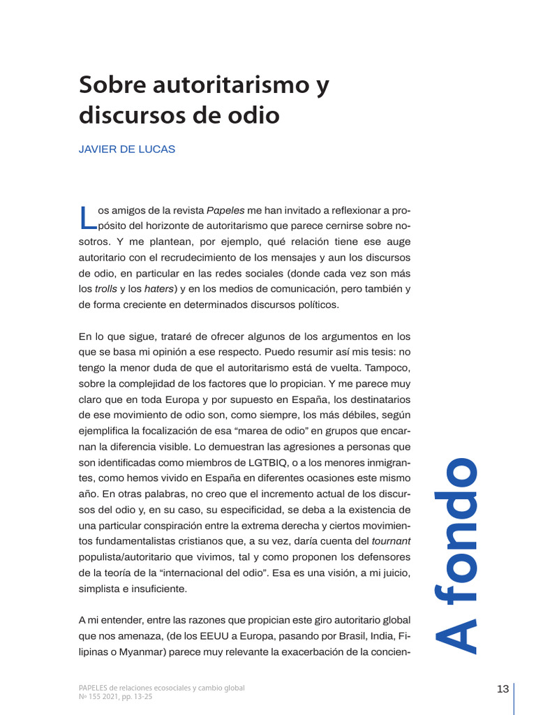 Autoritarismos y Discursos de Odio | PDF | Justicia | Crimen y violencia