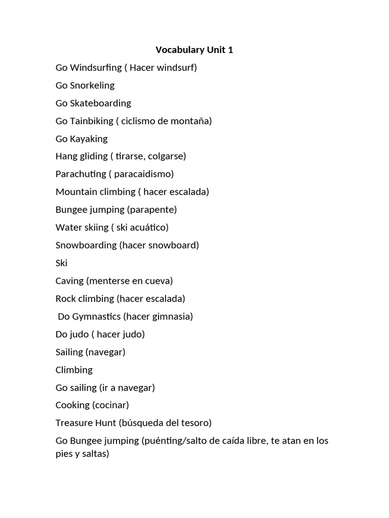 Vocabulary Unit 1 2 3 Pdf Foreign Language Studies Home Garden