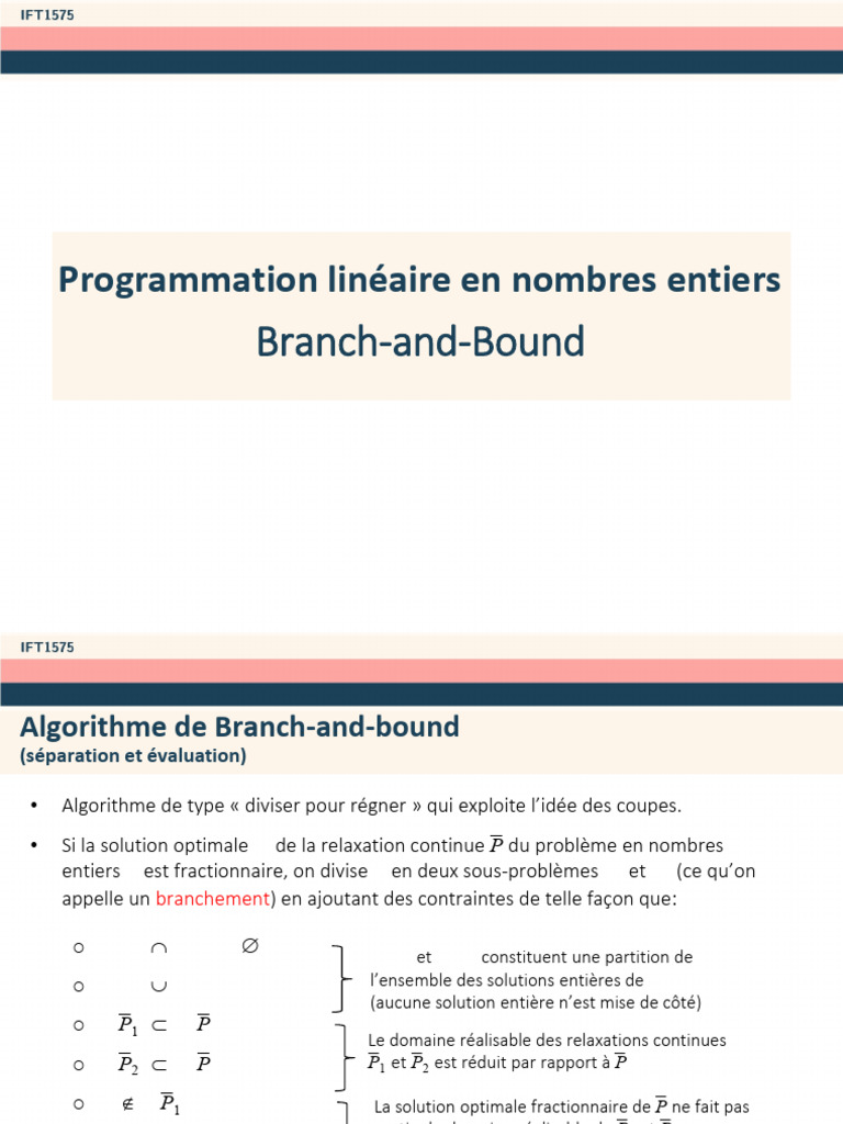 Algorithme Branch-and-Bound en PLNE | PDF | Informatique ...