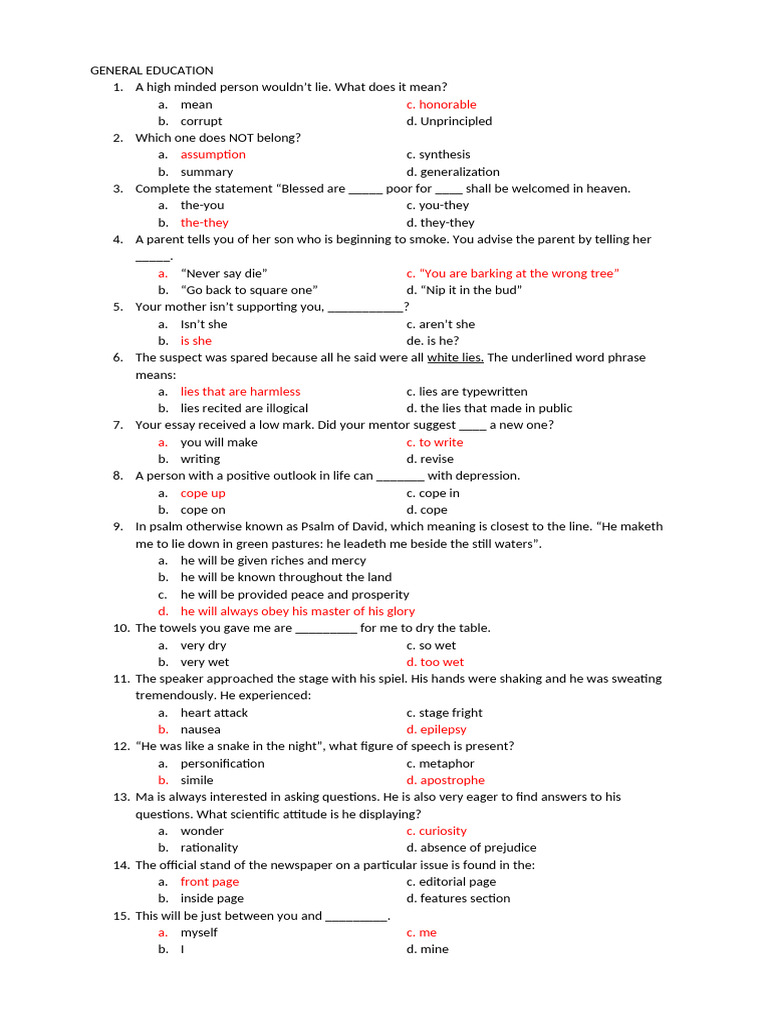 General Education Quiz Questions Pdf Apsis Earthquakes