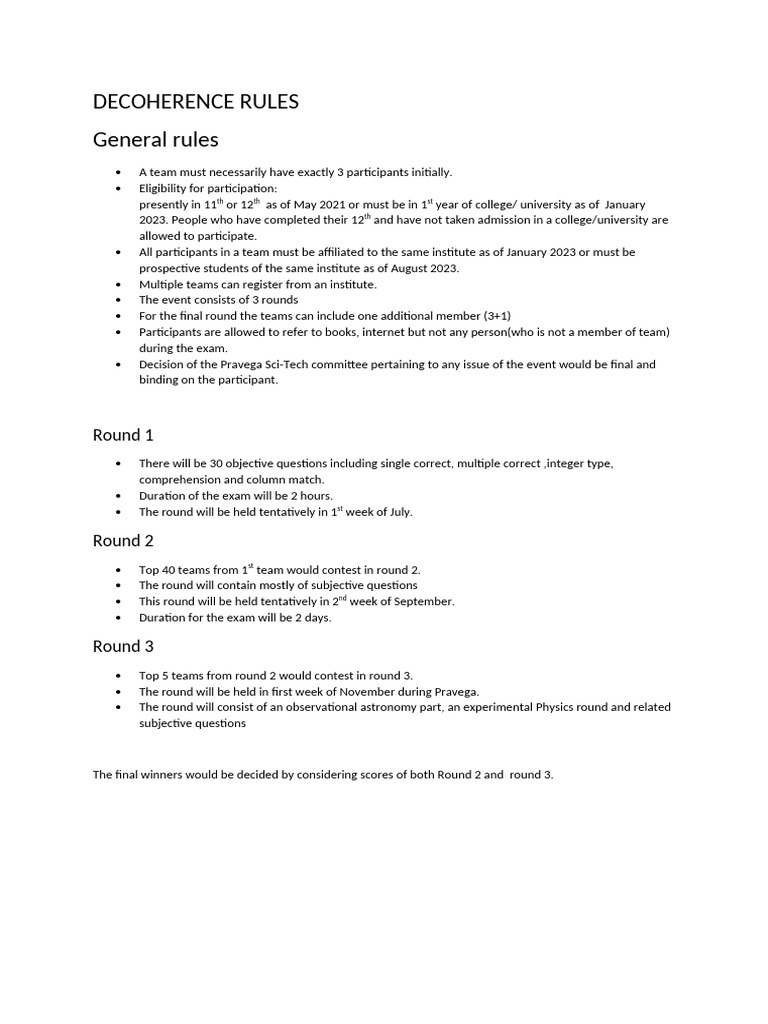 Decoherence Rules | PDF