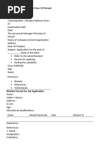 Letter For Job Application Class 12 Format