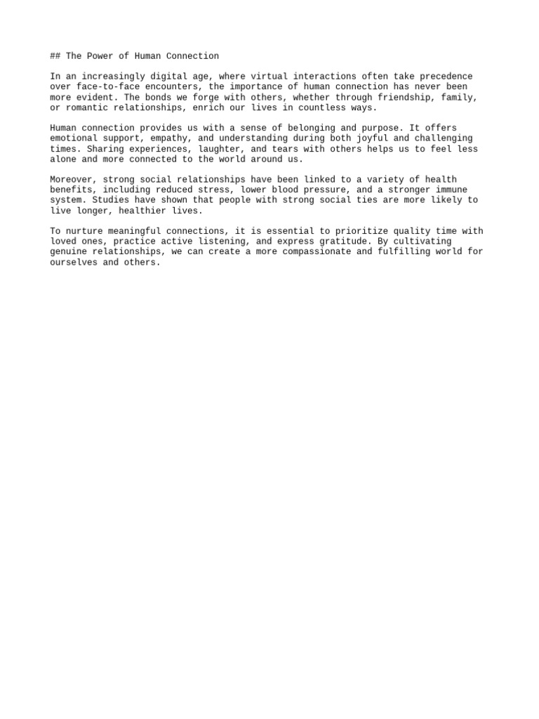 The Power of Human Connection | PDF