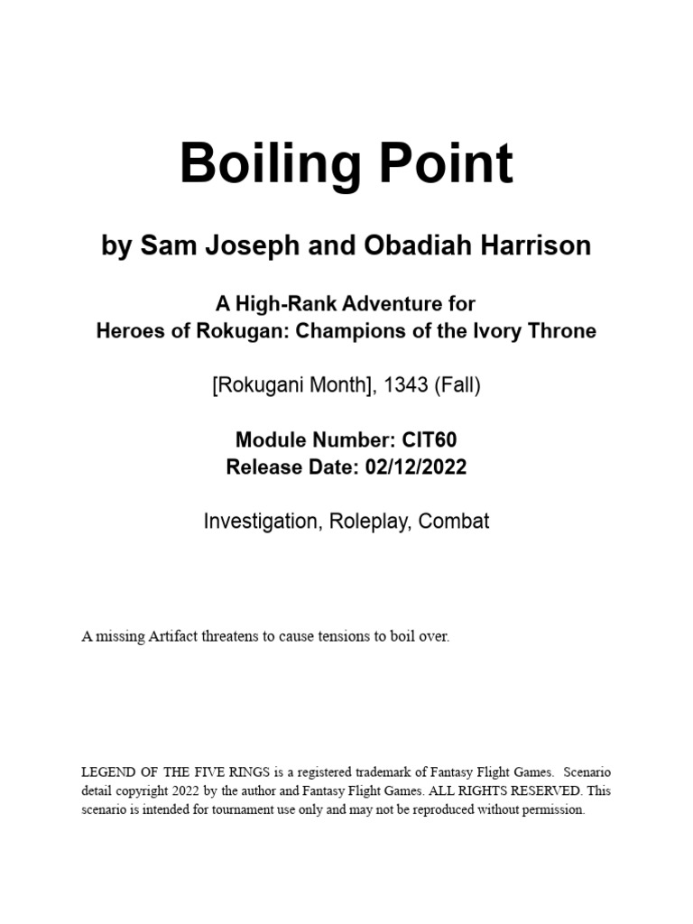 IT60 - Boiling Point | PDF | Role Playing Games