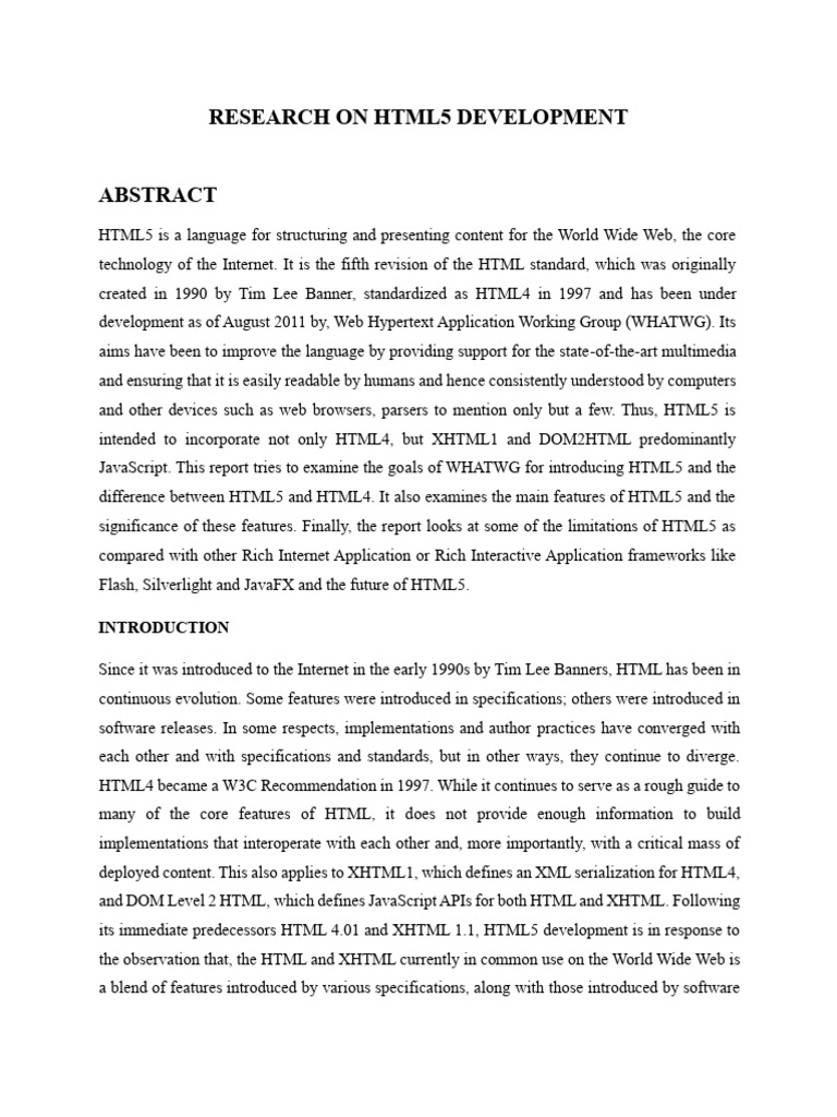 Research On HTML5 Development | PDF | Html5 | Xhtml