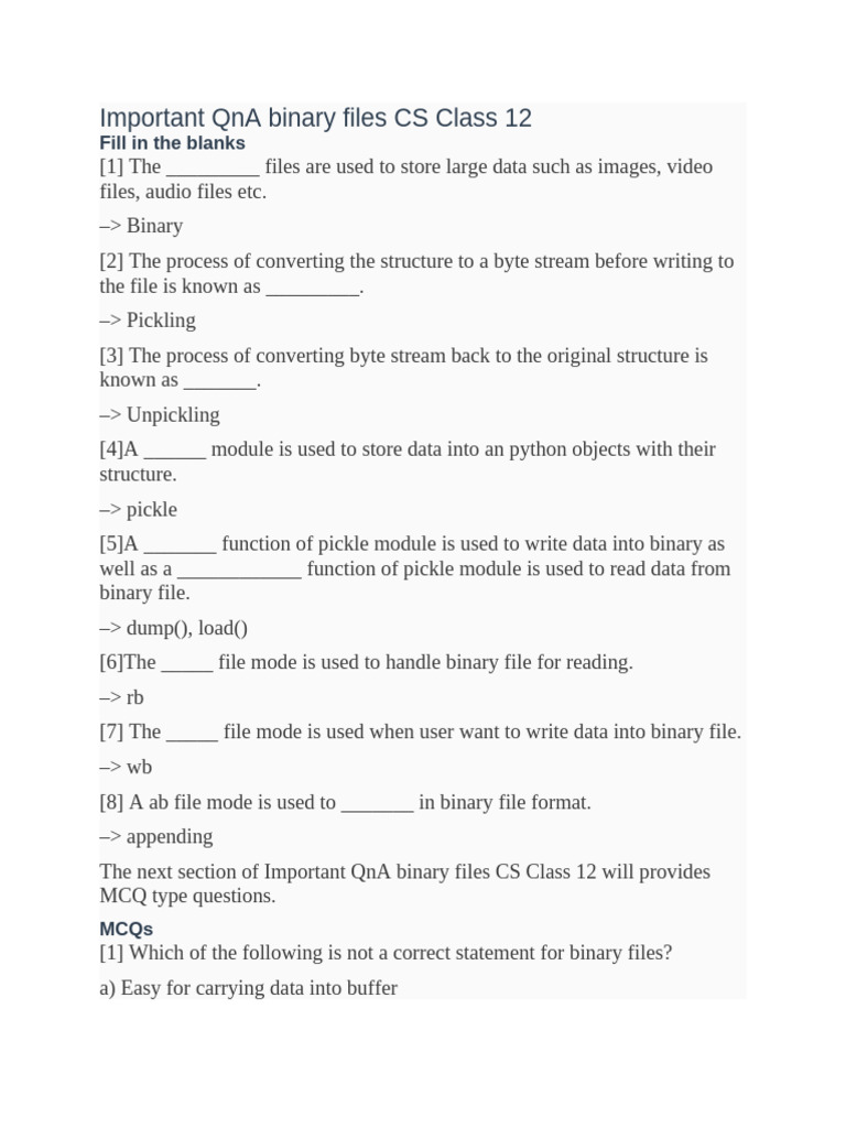 Assignment Binary Files CS | PDF | Computer File | Software