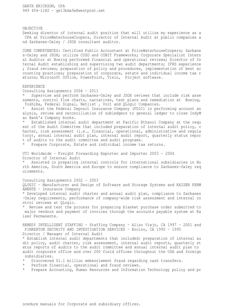 Director Internal Audit or Vice President Internal Audit or Inte | Internal  Audit | Accounting