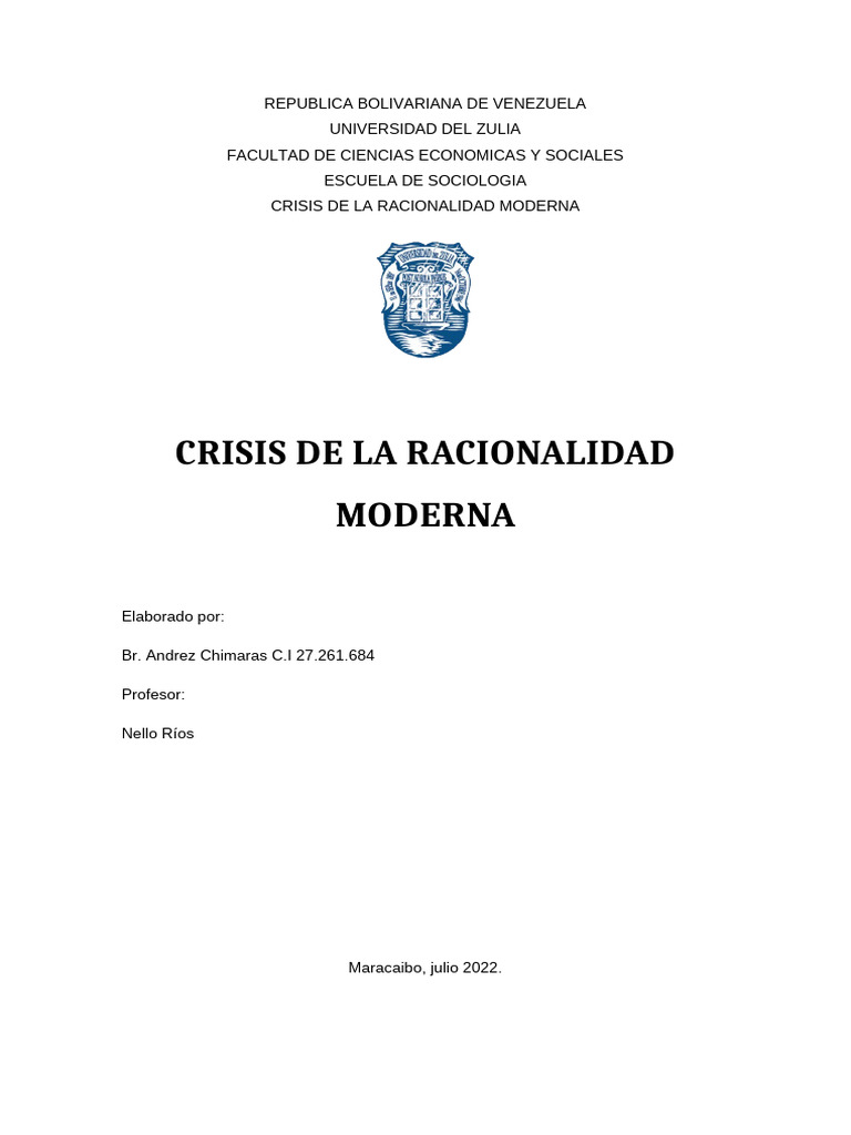 crisis de la racionalidad moderna | PDF | Libertad | Sociedad