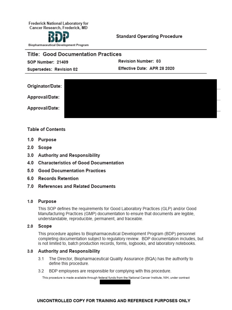 Good Documentation Practices SOP | PDF | Verification And Validation