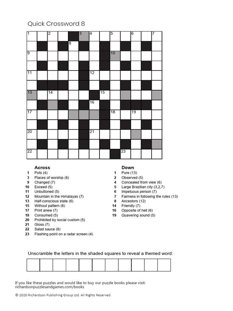 Quick Crossword Challenge | PDF