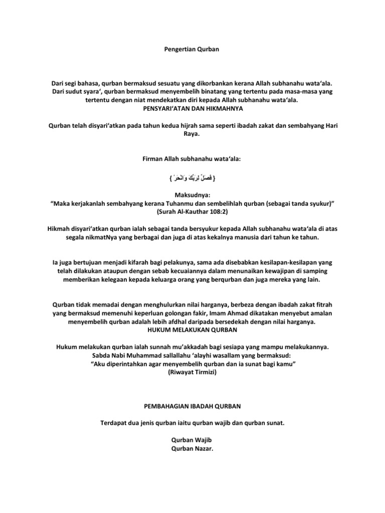 Pengertian Qurban