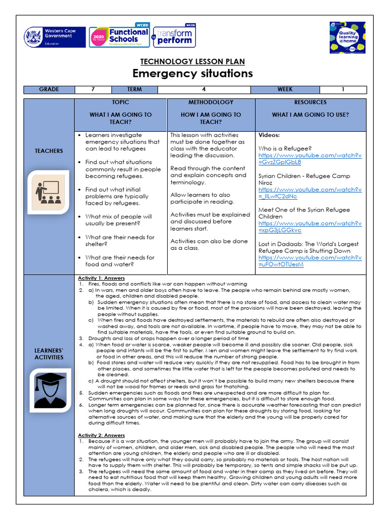 Lesson Plan GR 7 Technology T4 W1 | PDF | Natural Disasters | Drought