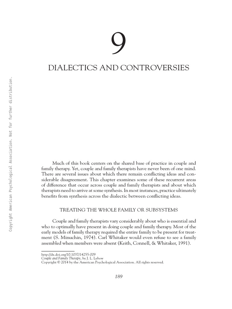 Dialectics and Controversies | PDF | Psychotherapy | Family Therapy