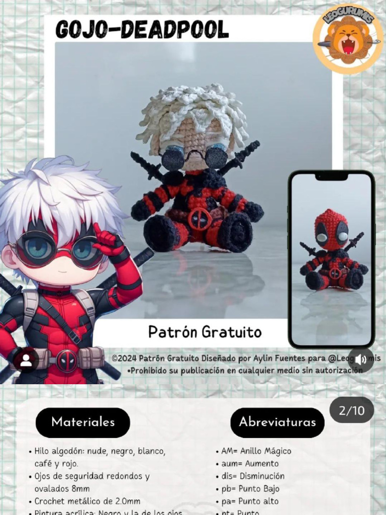 Gojo y Deadpool: Patrón de Tejido | PDF
