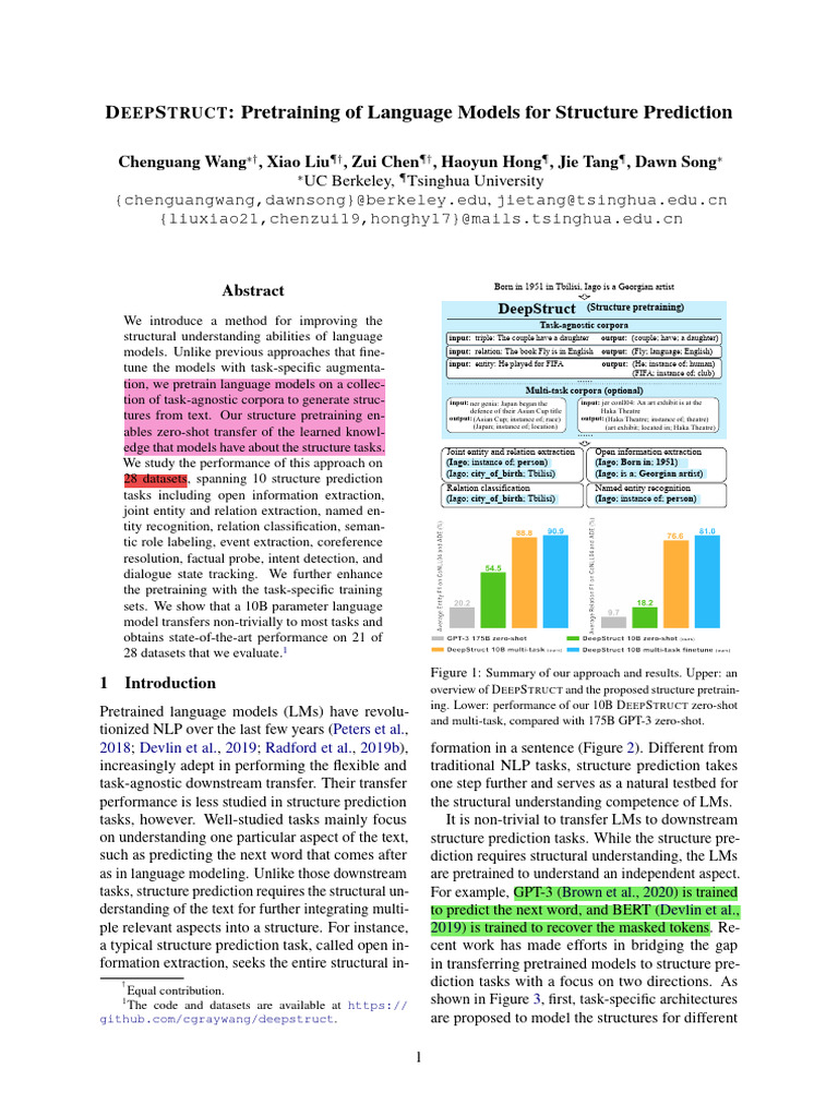 DEEPSTRUCT Pretraining of Language Models For Structure Prediction ...