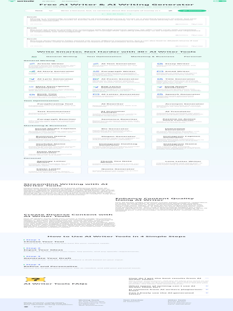 Wrizzle AI Writing Tools Overview | PDF | Artificial Intelligence ...