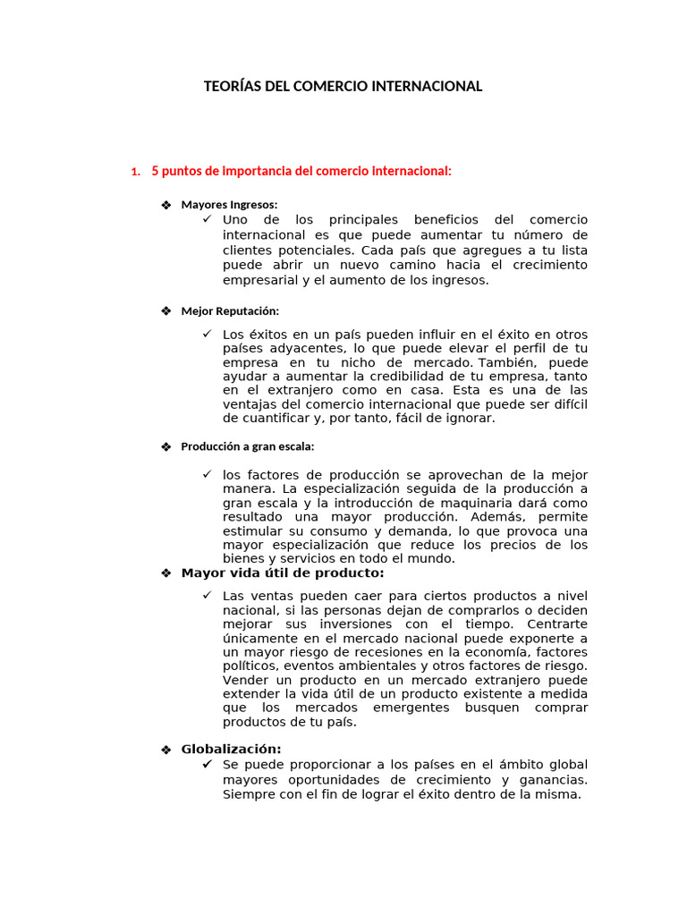 Teorías del Comercio Internacional | PDF | El comercio internacional ...