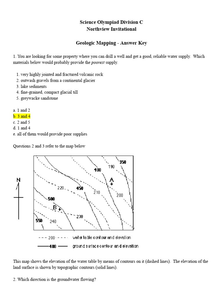 Geologic Mapping Answer Key | PDF | Plate Tectonics | Fault (Geology)