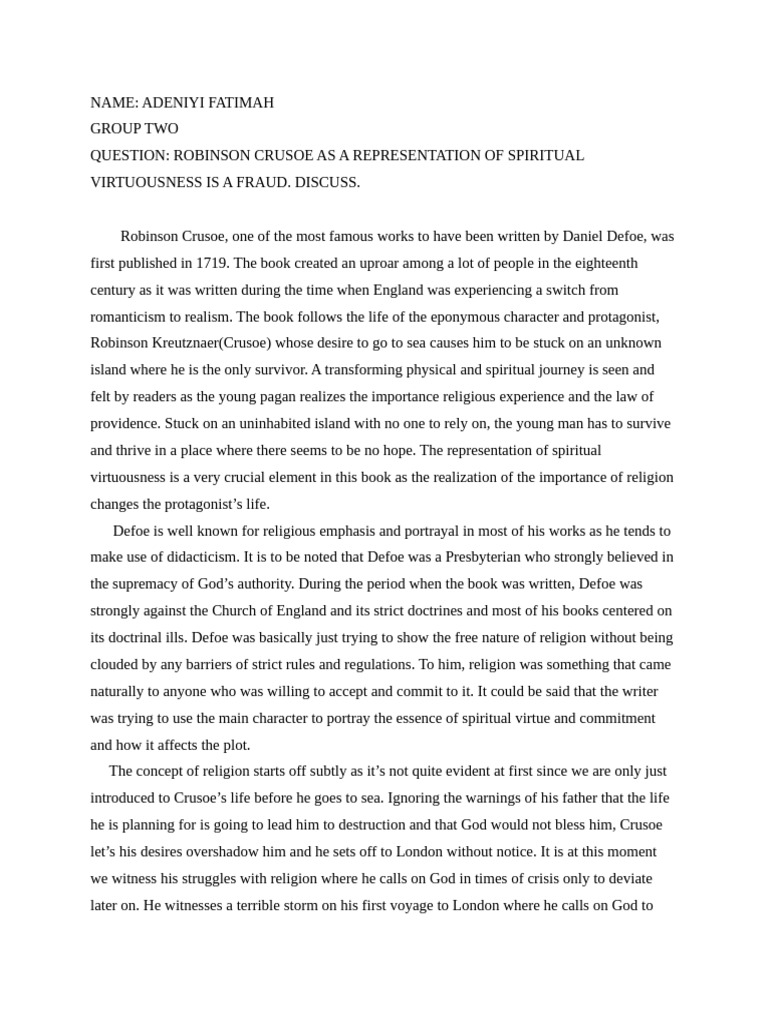 Group two lit pdf daniel defoe prayer