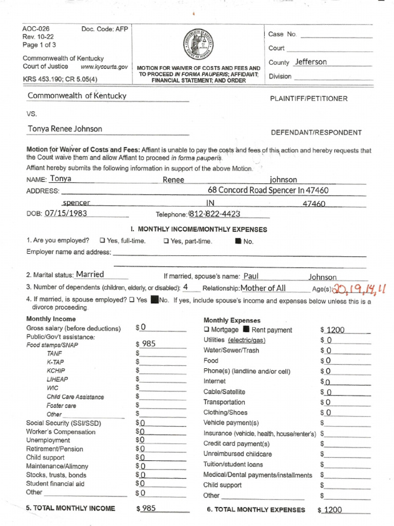 Kentucky motion | PDF
