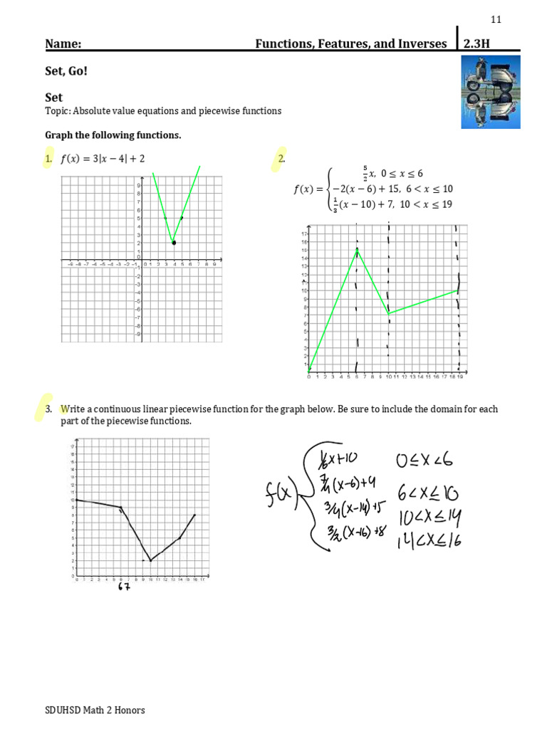 Name: Functions, Features, and Inverses 2.3H Set, Go! Set: Graph The ...