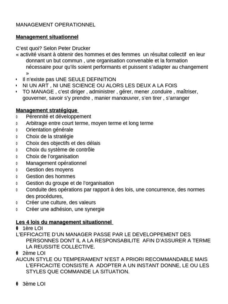 Management opérationnel et styles de gestion | PDF | Autonomie | Motivation