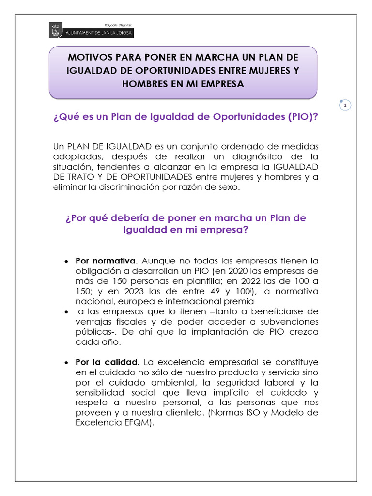 Consells Elaborar Pla Igualtat en Empresa | PDF | Igualdad de género ...