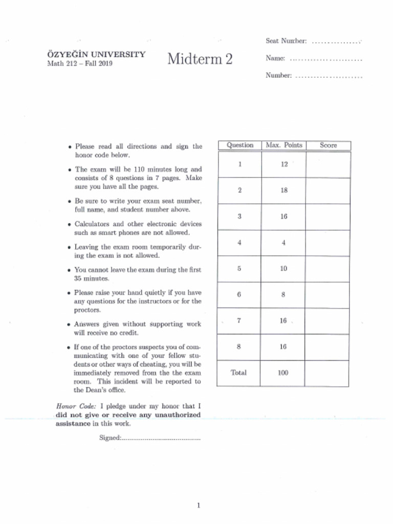 212 Fall 2019 Midterm2 Solution Key | PDF