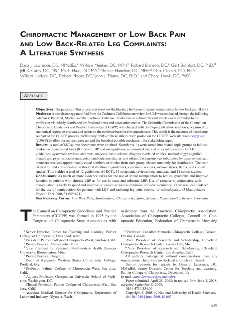 Pi Is 0161475408002777 | PDF | Chiropractic | Low Back Pain