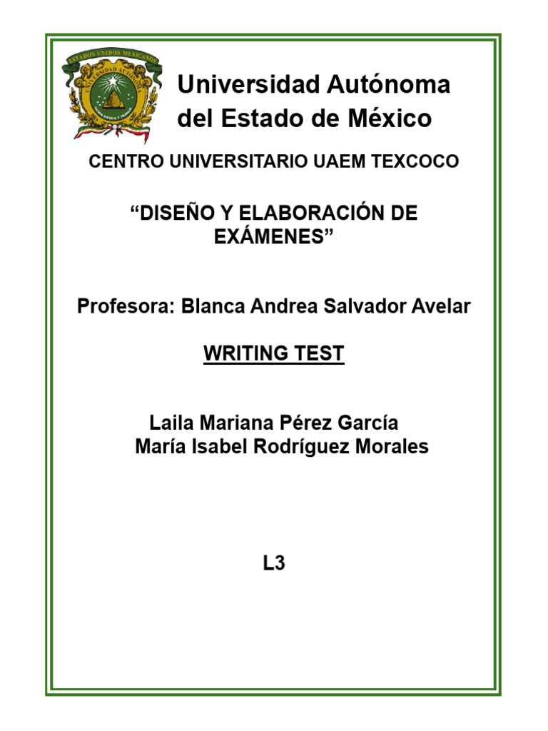 Writing Exam | PDF | Escritura | Gramática