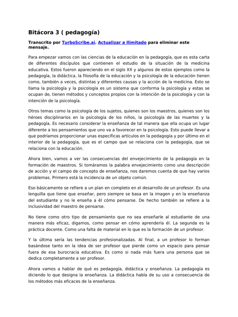 Bitácora 3 (Pedagogía) Texto | PDF | Enseñando | Pedagogía