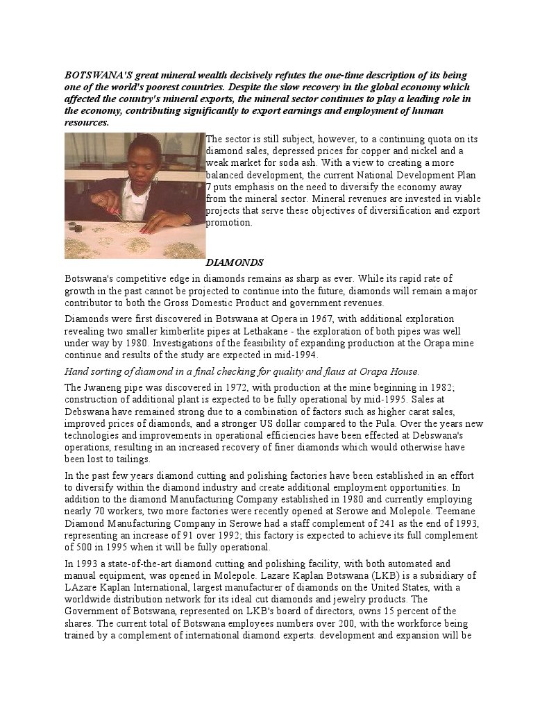 Botswana Pdf Botswana Mining